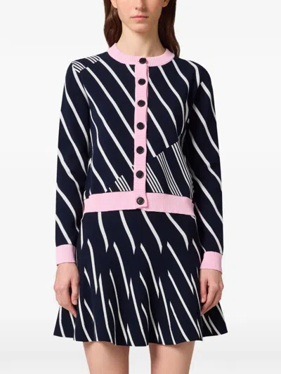 Msgm Button-up Cardigan In Blue