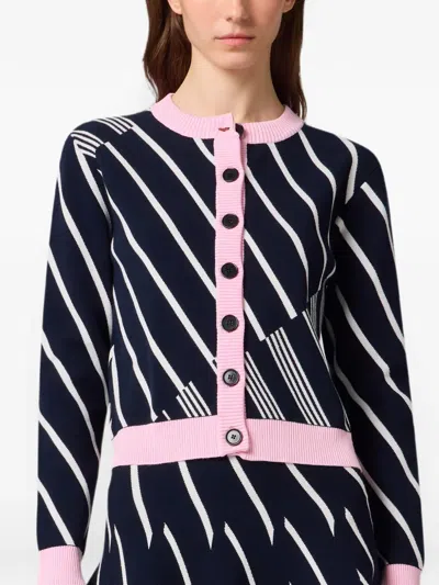 Msgm Button-up Cardigan In Blue