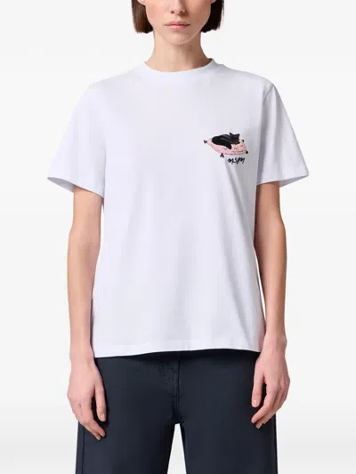 Msgm Embroidered Cat T-shirt In White