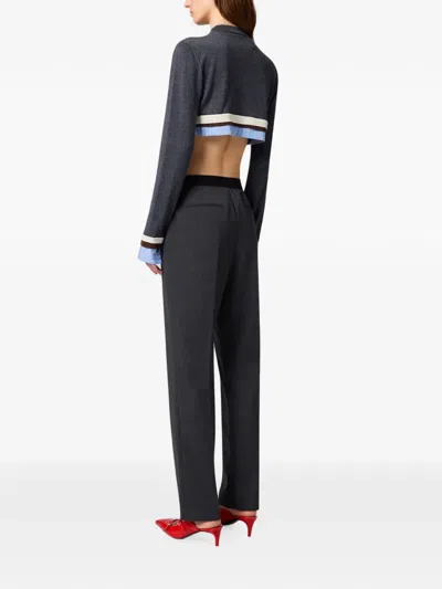 Msgm Logo-waistband Tailored Trousers In Black