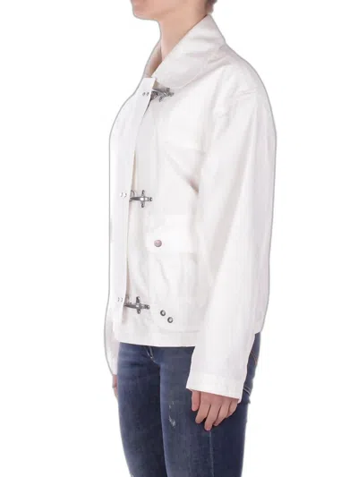 Fay White Wool Button Fastening Jacket In Multi