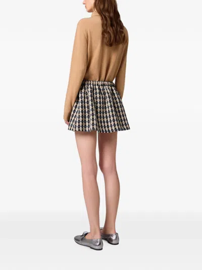 Msgm Argyle-pattern Drawstring Mini Skirt In Neutral