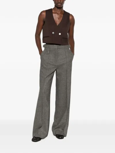 Sandro Pinstripe-pattern Cropped Top In Brown