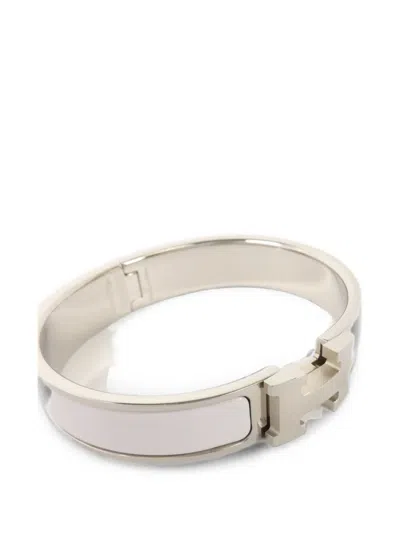 Pre-owned Hermes Clic H Bangle In Silver