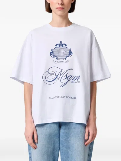 Msgm Logo-print T-shirt In White
