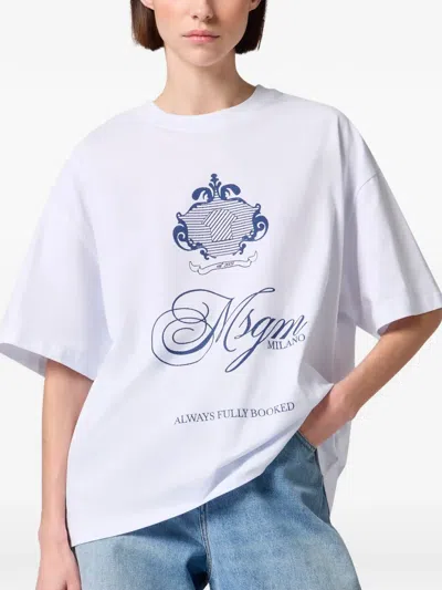 Msgm Logo-print T-shirt In White