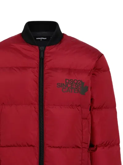 Dsquared2 Easy Down Bomber Jacket In Red