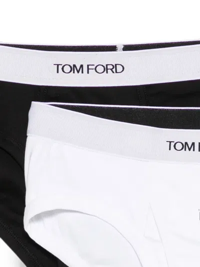 Tom Ford Logo-waistband Briefs Set In White
