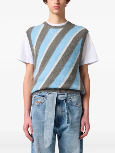 Msgm Diagonal-stripe Sleeveless Sweater In Multi