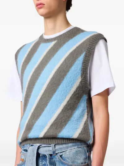 Msgm Diagonal-stripe Sleeveless Sweater In Multi