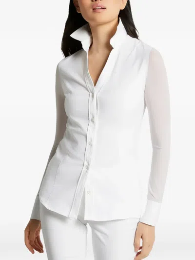 Anatomie Beth Mesh-sleeve Button-front Shirt In White