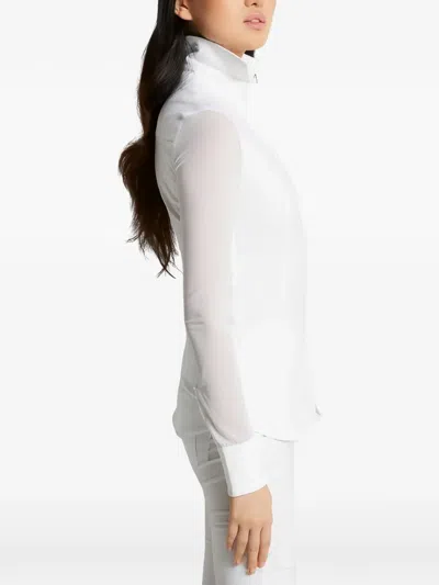Anatomie Beth Mesh-sleeve Button-front Shirt In White