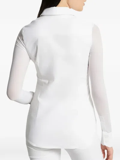 Anatomie Beth Mesh-sleeve Button-front Shirt In White