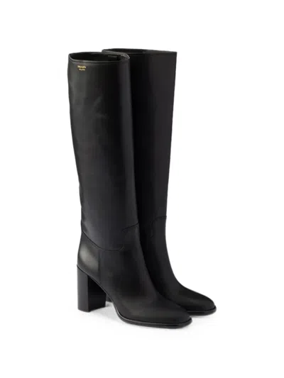 Prada Leather Boots In Black