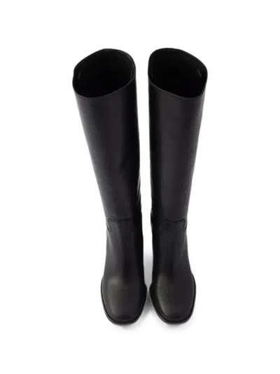 Prada Leather Boots In Black