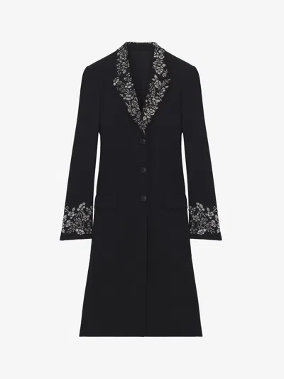 Alexander Mcqueen Mcqueen Beaded Wool Coat In Black