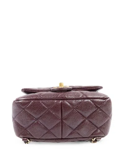 Pre-owned Chanel Cc Quilted Leather Backpack In Red