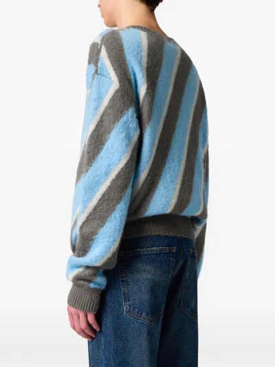 Msgm Diagonal-stripe Sweater In Blue