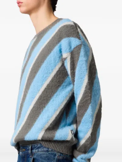 Msgm Diagonal-stripe Sweater In Blue