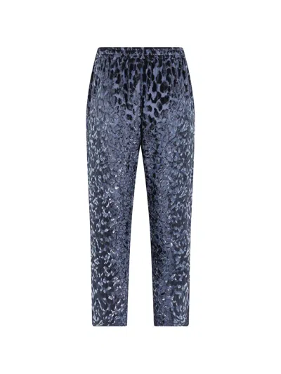 Pierre-louis Mascia Leopard-pattern Drawstring Trousers In Blue