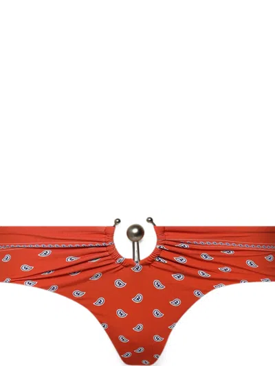 Christopher Esber Ruched Orbit Bikini Briefs In Orange