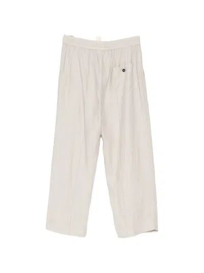 Ziggy Chen Thin-stripe Drawstring Trousers In Neutral