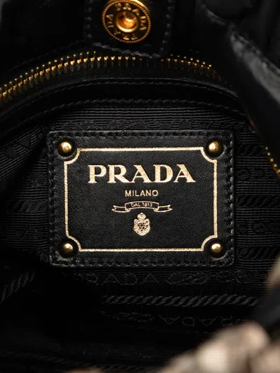 Pre-owned Prada 2010-2026 Tessuto Python Print Bow Satchel In Black