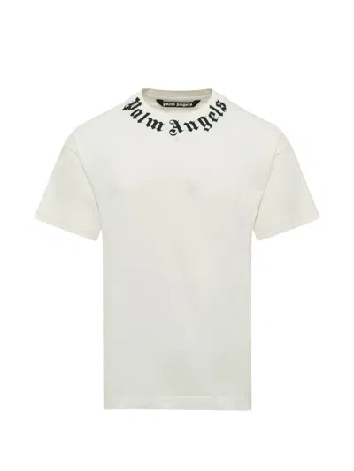 Palm Angels Neck Logo Printed T-shirt In White