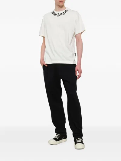 Palm Angels Neck Logo Printed T-shirt In White