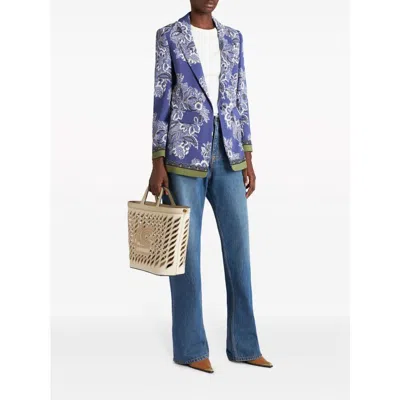 Etro Printed Cady Jacket In Blue