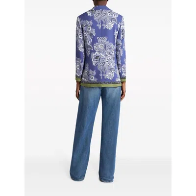 Etro Printed Cady Jacket In Blue