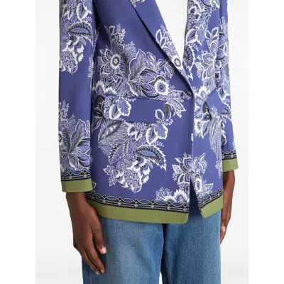 Etro Printed Cady Jacket In Blue