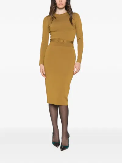 Tom Ford Belted Tech Viscose Blend Sweater In Yellow