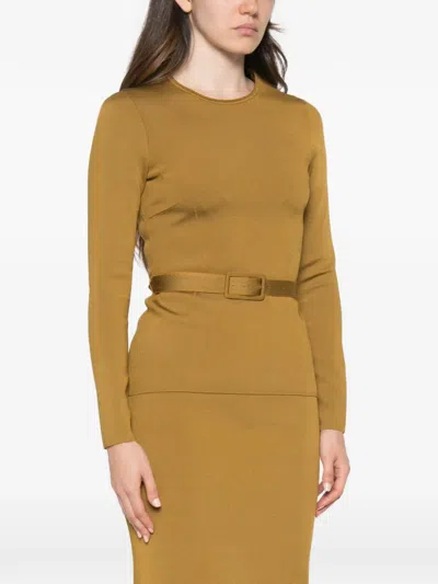 Tom Ford Belted Tech Viscose Blend Sweater In Yellow