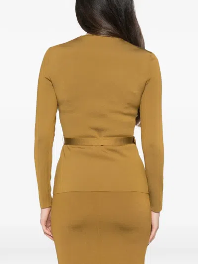 Tom Ford Belted Tech Viscose Blend Sweater In Yellow