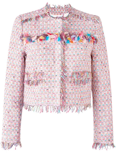 Shop Msgm Tweed Jacket In Multicolour