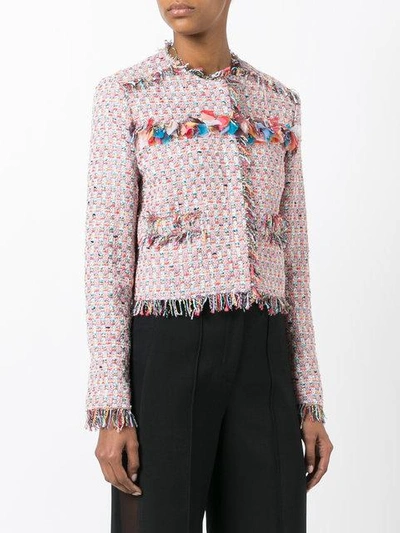 Shop Msgm Tweed Jacket In Multicolour