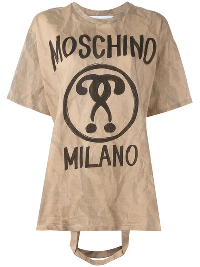 Moschino Logo Print Oversized T-shirt In Khaki