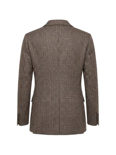 Tagliatore Jasmine Double-breasted Check-pattern Blazer In Brown