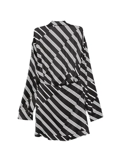 Msgm Striped Mini Dress In Black