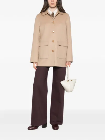 Valentino Winter Coat Tailored Fit Collared Design In Pink