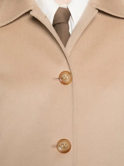 Valentino Winter Coat Tailored Fit Collared Design In Pink