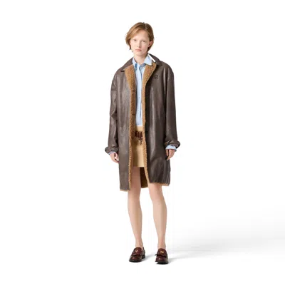 Miu Miu Leather Coat In Multi