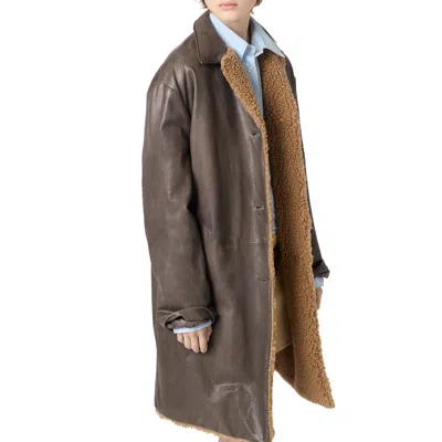 Miu Miu Leather Coat In Multi
