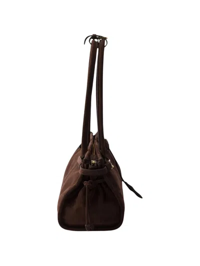Prada Suede Shoulder Handbag With Adjustable Strap In Brown
