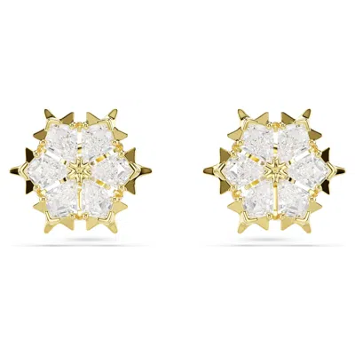 Swarovski Magic Stone Cluster Stud Earrings In ["white","gold Tone"]