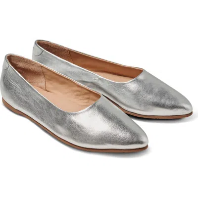 Beek Swoop Pointed Toe Flat In Silver