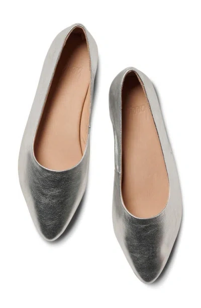 Beek Swoop Pointed Toe Flat In Silver