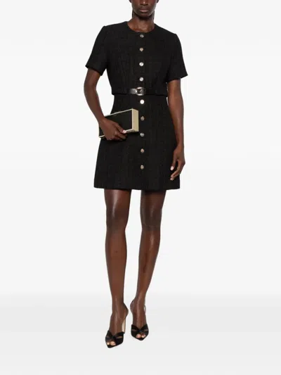 Sandro Belted Button-front Mini Dress In Black