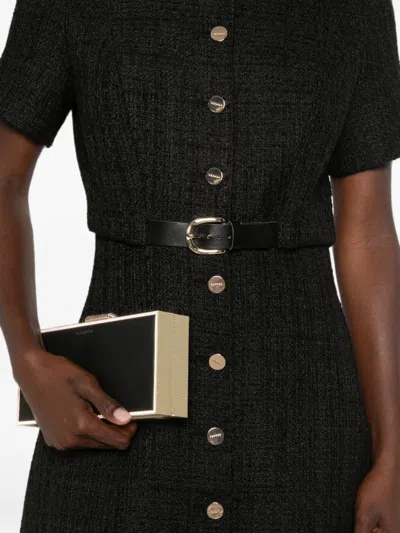 Sandro Belted Button-front Mini Dress In Black